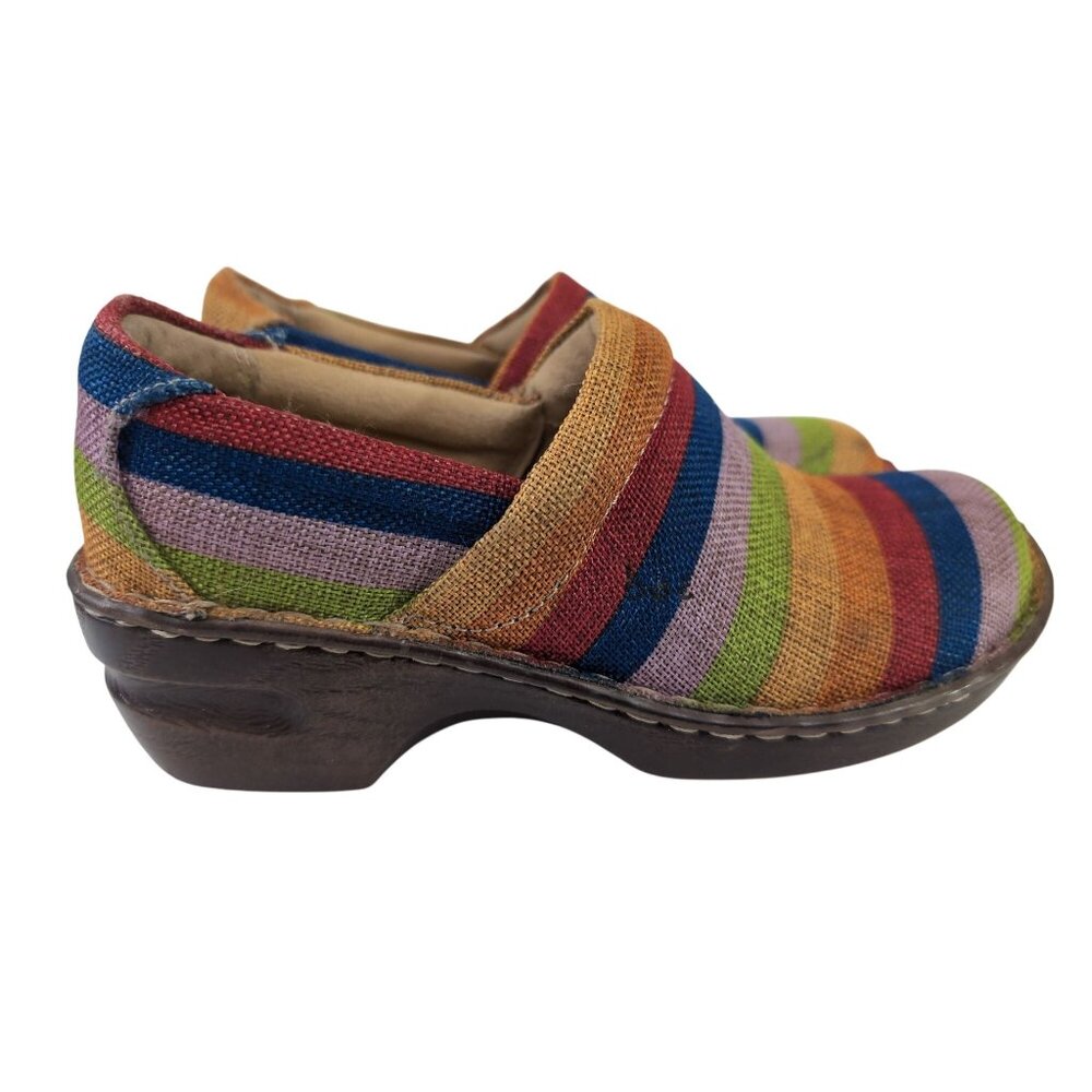BOC Born Clogs Womens 6.5 Rainbow Stripe Slip On Wedge Nadiyya‎ Comfort Boho - Picture 9 of 9
